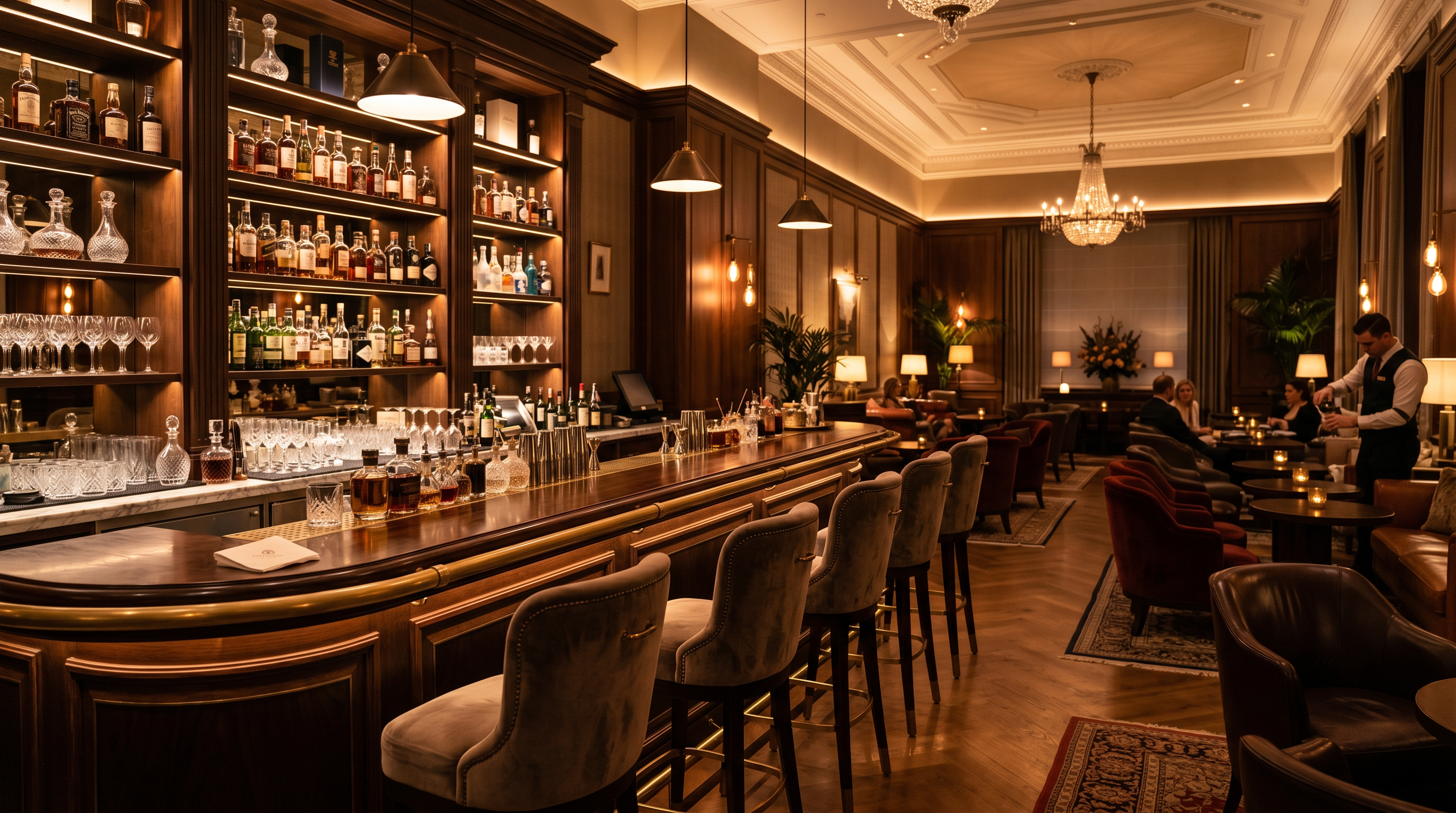 Cocktail bar with warm lighting